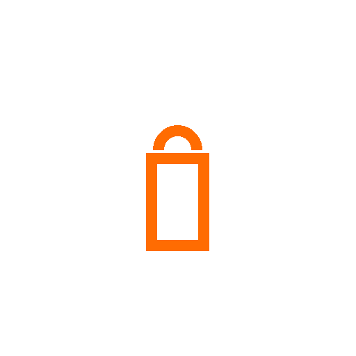 Oranges Einkaufstaschen-Icon auf weißem Hintergrund, Online-Shopping Symbol