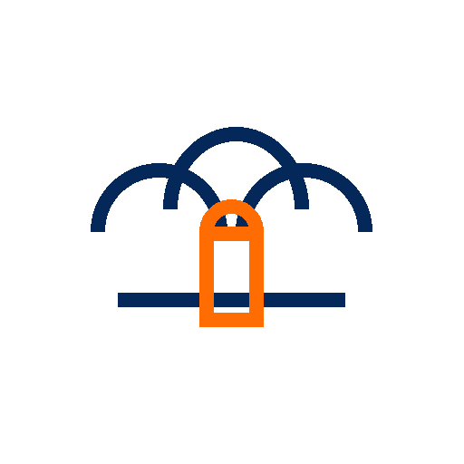 Symbol für Cloud-Sicherheit: Schloss vor Cloud, Datenschutz und Zugriffsschutz